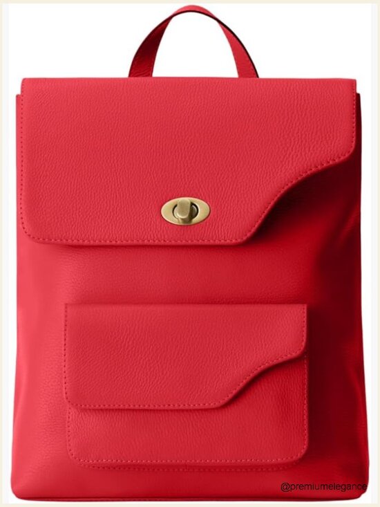 Large Italian Leather Backpack with Front Pocket - Travel School Everyday